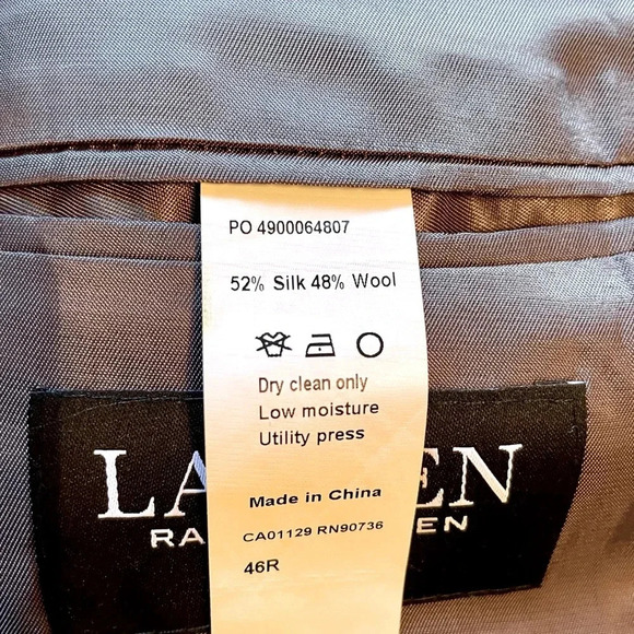 Lauren Ralph Lauren Black Label Blazer Jacket Men’s 46R Silk/Wool Houndstooth - Picture 8 of 8